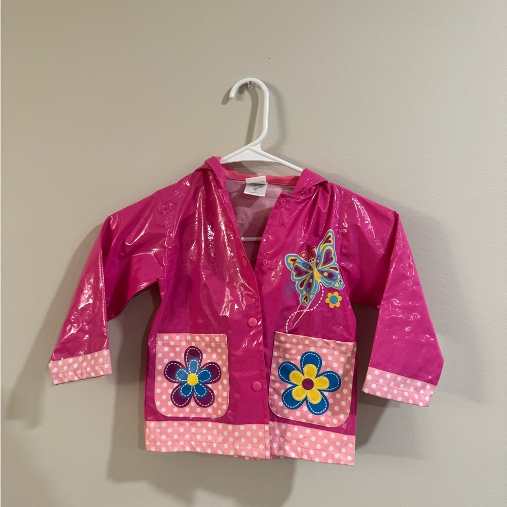 Puddle Play Bright Pink Girls' Raincoat Size 2T